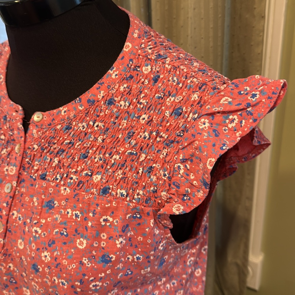 Lucky Brand 🍀 Floral Ruffle Sleeve Top - Picture 2 of 9